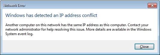 Windows has detected an IP address conflict Windows has detected an IP address conflict